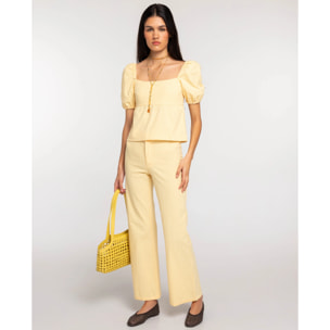 Pantalón de campana con cuadros vichy de mujer