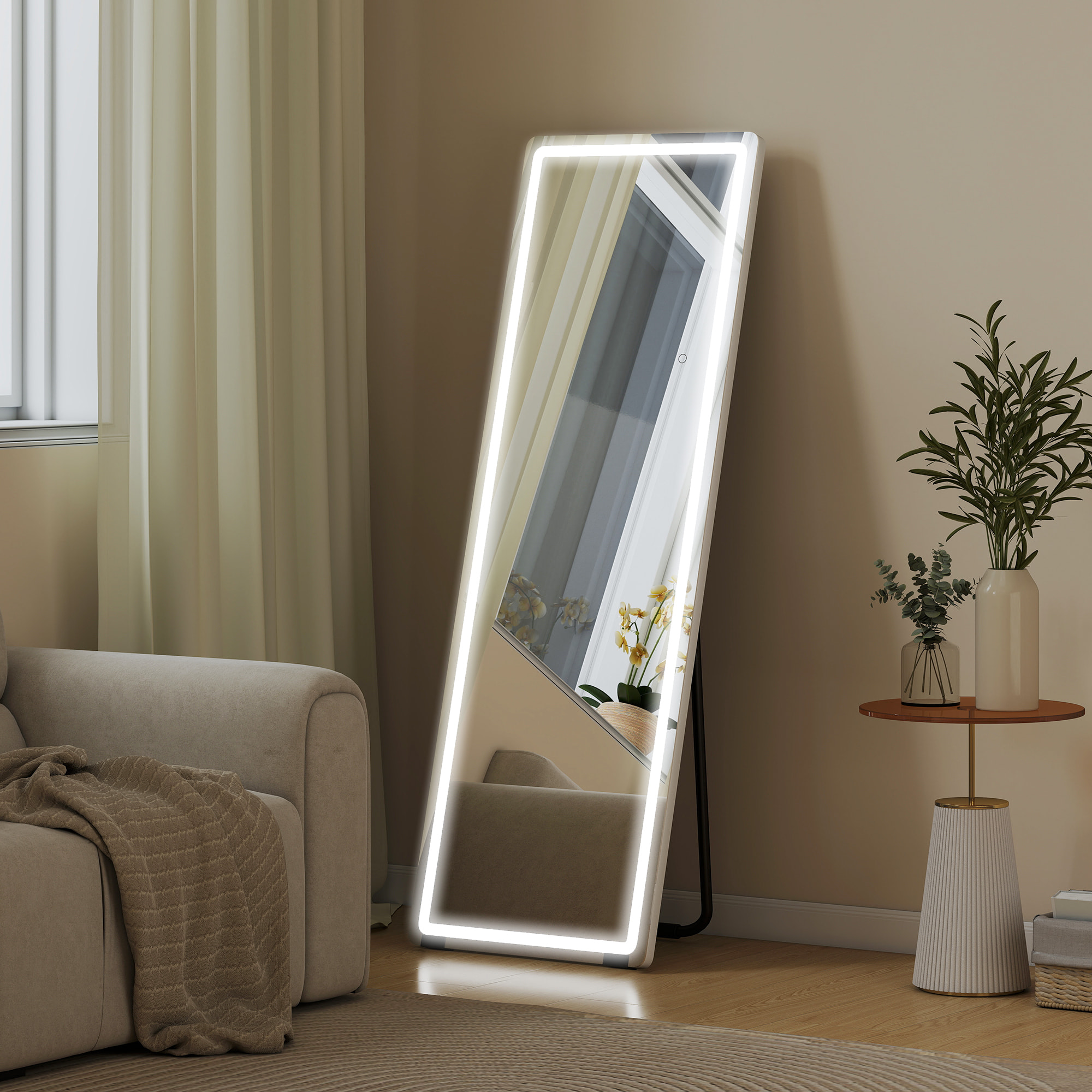 Miroir sur pied LED pleine longueur 150 x 50 cm 3 couleurs réglables