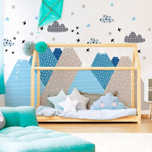 Stickers muraux enfants - Décoration chambre bébé - Autocollant Sticker mural géant enfant montagnes scandinaves LYNKA