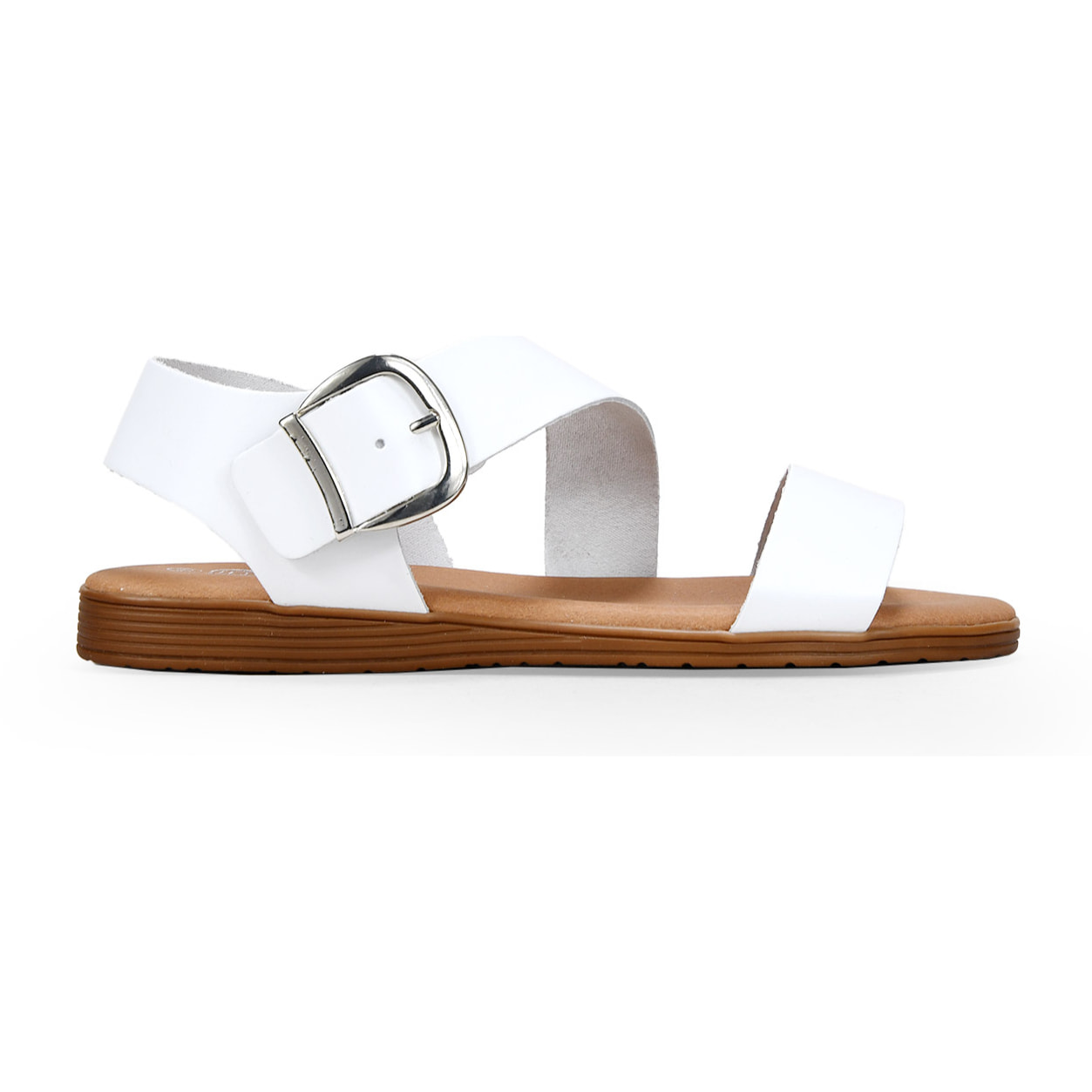 Sandalias blancas en piel con hebilla