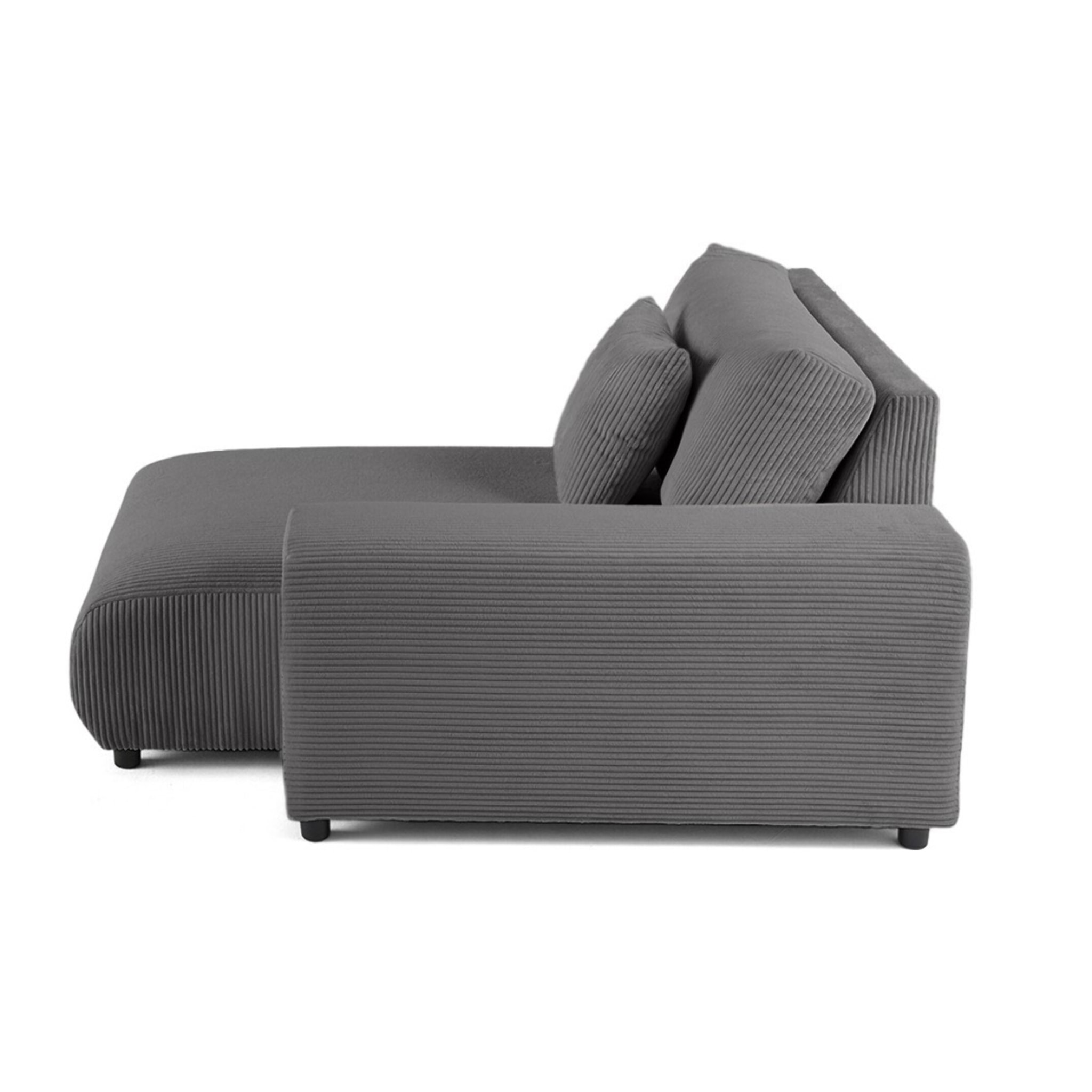 Garance - module d'assise méridienne droit - en velours côtelé - Gris foncé