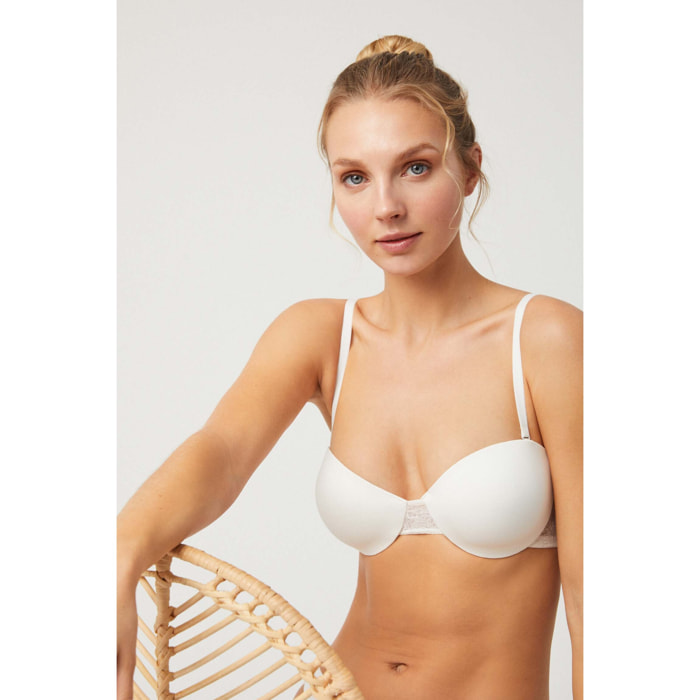 Reggiseno multiposizione senza spalline color avorio, coppe B e C