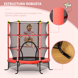 Trampolín Infantil +3 Años con Superficie de Salto Ø110cm Red de Seguridad Rojo