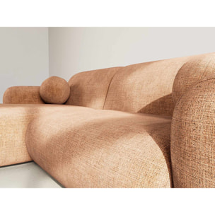 Louise - Canapé d'angle gauche 4 places en velours texturé - Terracotta