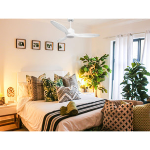 Ventilateur de plafond Réversible  Thermostat Dimmable Wifi Moteur à courant continu Toits en pente Télécommande Lumière à trois tons Hypersilence Mémoire