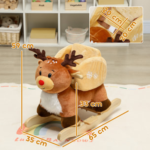 Cheval à bascule enfant jouet à bascule renne siège ceinture réglable effets sonores