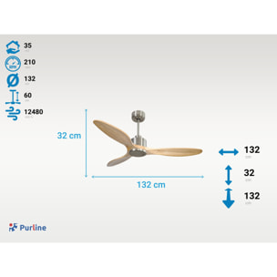 Ventilateur de plafond Réversible  Thermostat Wifi Moteur à courant continu Toits en pente Télécommande Hypersilence Mémoire