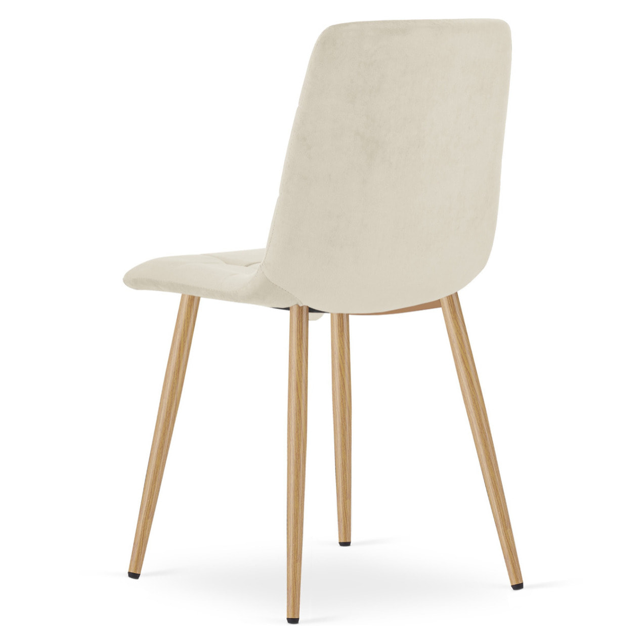 Sedia Kara in velluto beige chiaro con gambe effetto legno