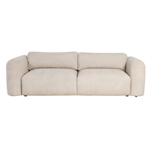 Canapé convertible avec coffre 4 places en tissu velours chenille beige CRUSH