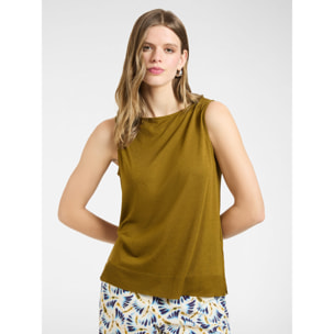 Elena Mirò - Top con scollo barchetta - Verde militare