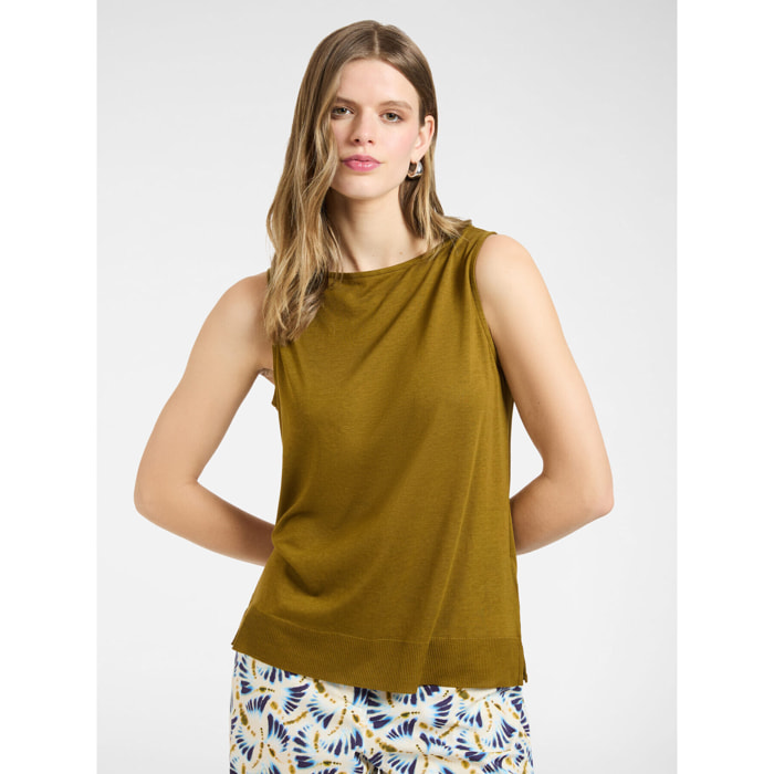 Elena Mirò - Top con scollo barchetta - Verde militare