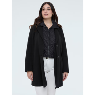 Fiorella Rubino - Cappotto in scuba con davantino rimovibile - Nero