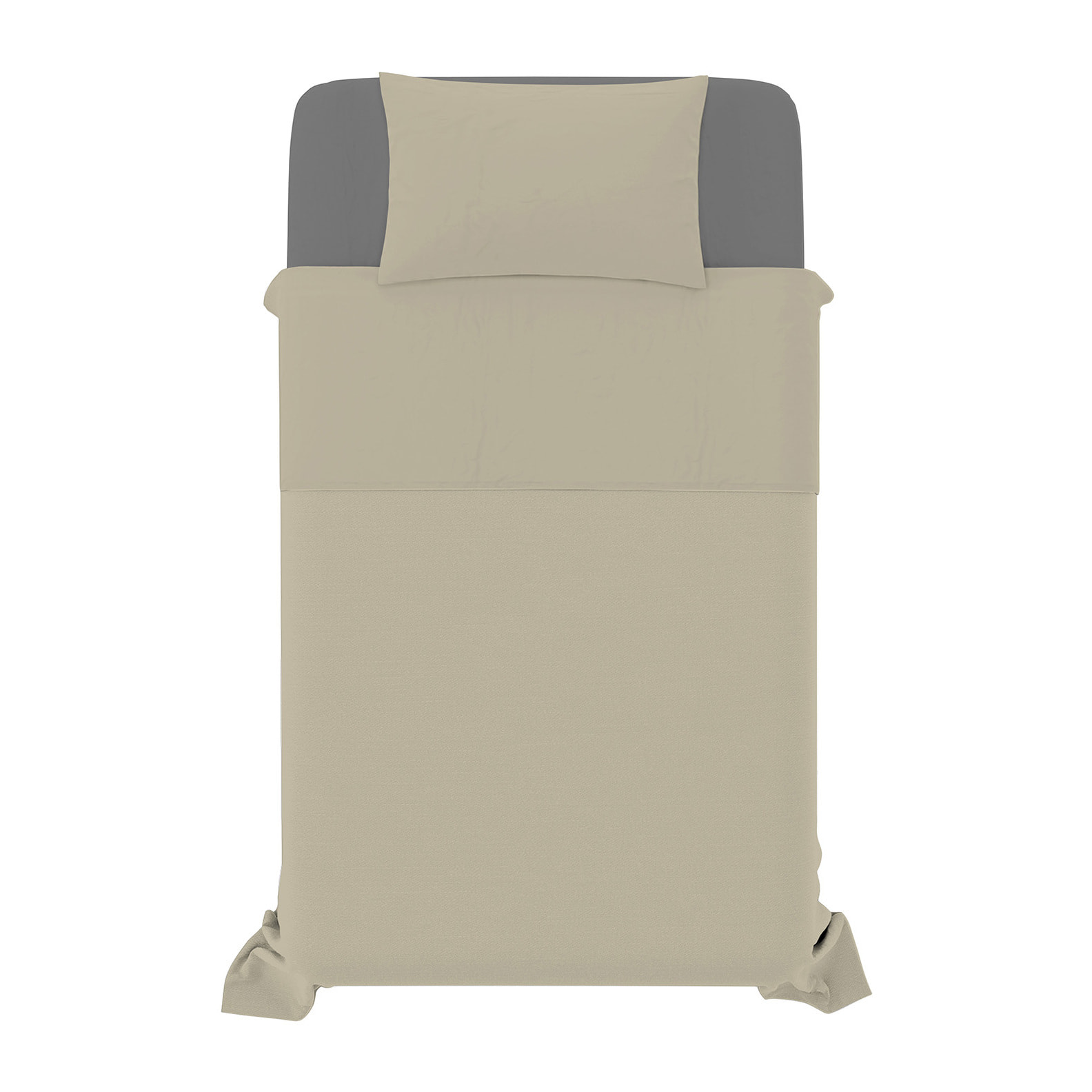 COMPLETO LETTO NATURAL COLOR, 100% COTONE - PIAZZA E MEZZA