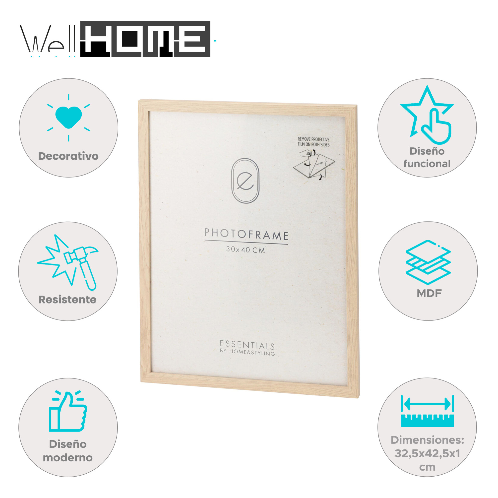 Marco de Fotos en MDF con tapa de cristal