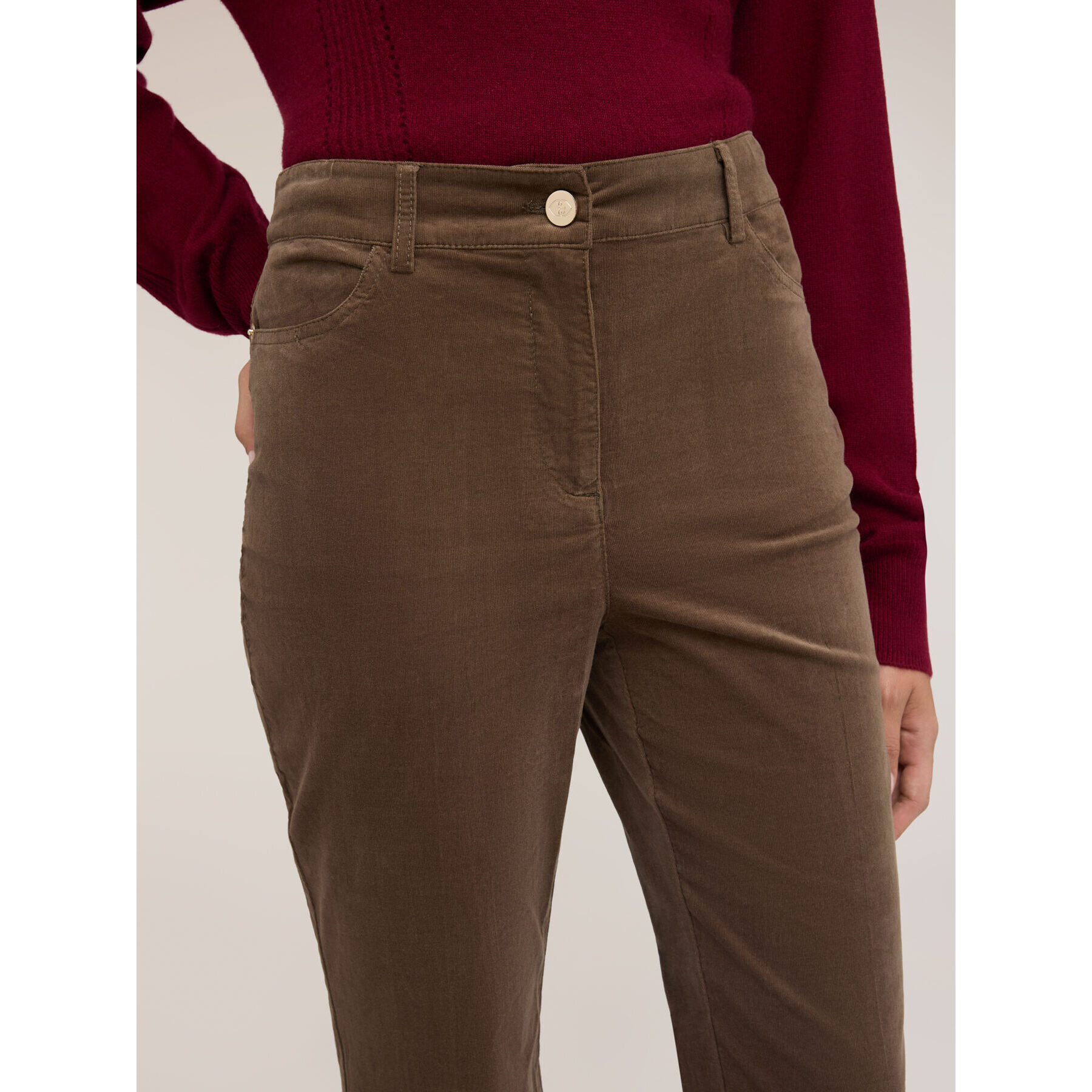 Motivi - Pantaloni flare in velluto a coste - Marrone