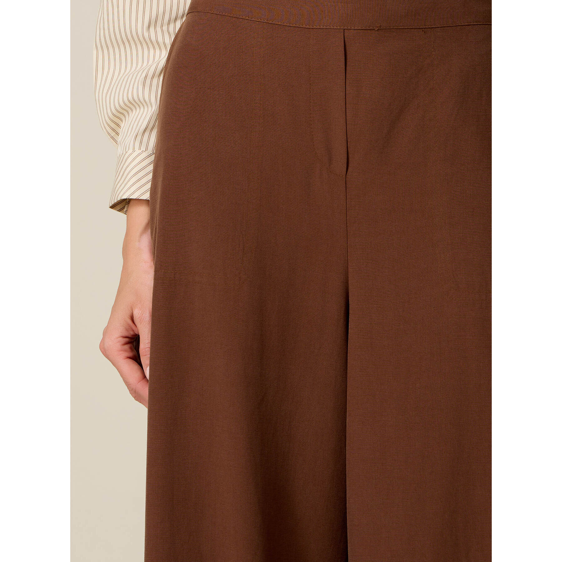 Oltre - Pantaloni palazzo misto lino - Marrone