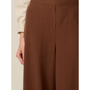 Oltre - Pantaloni palazzo misto lino - Marrone
