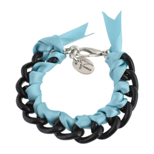 Pulsera cadena y cintas "Fancy" cintas azul