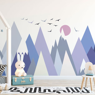 Stickers muraux enfants - Décoration chambre bébé - Autocollant Sticker mural géant enfant montagnes scandinaves SOLANKA