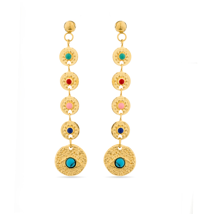 Pendientes de Turquesa acabados en oro amarillo de 18K- Elbi
