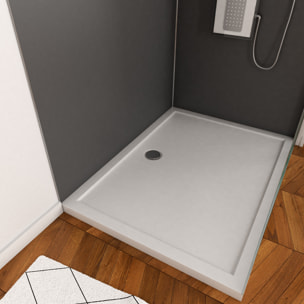 Pack Panneaux Muraux Aluminium Gris 120+90 - Profilés Chromes + Receveur Acrylique 120x90