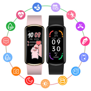 Brazalete inteligente D4 con monitor de tensión y O2. Varios modos deportivos, notificaciones de apps.