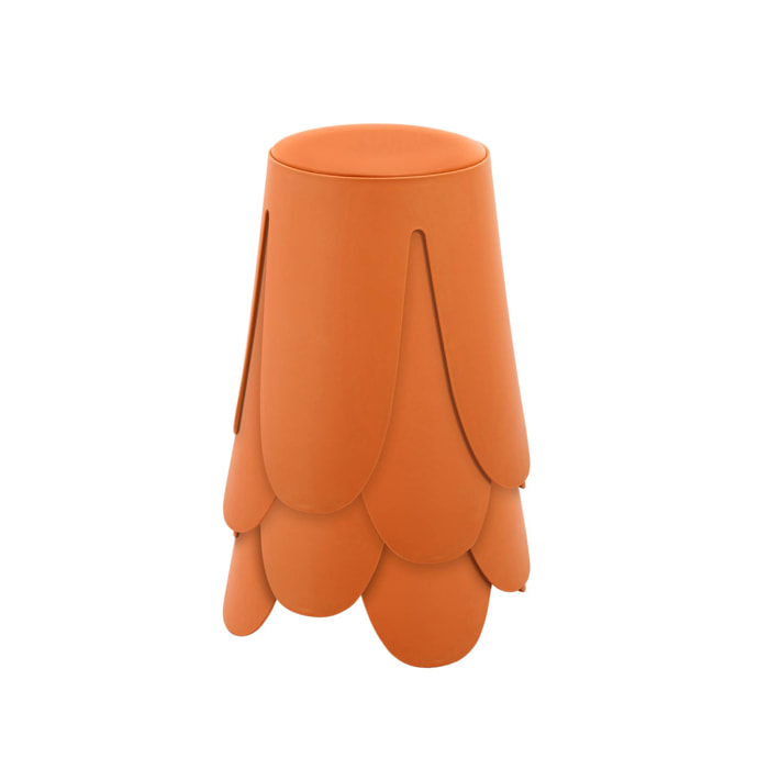 Set de 4 tabourets empilables simili cuir orange. Niki Ø30 / 44 x H46cm