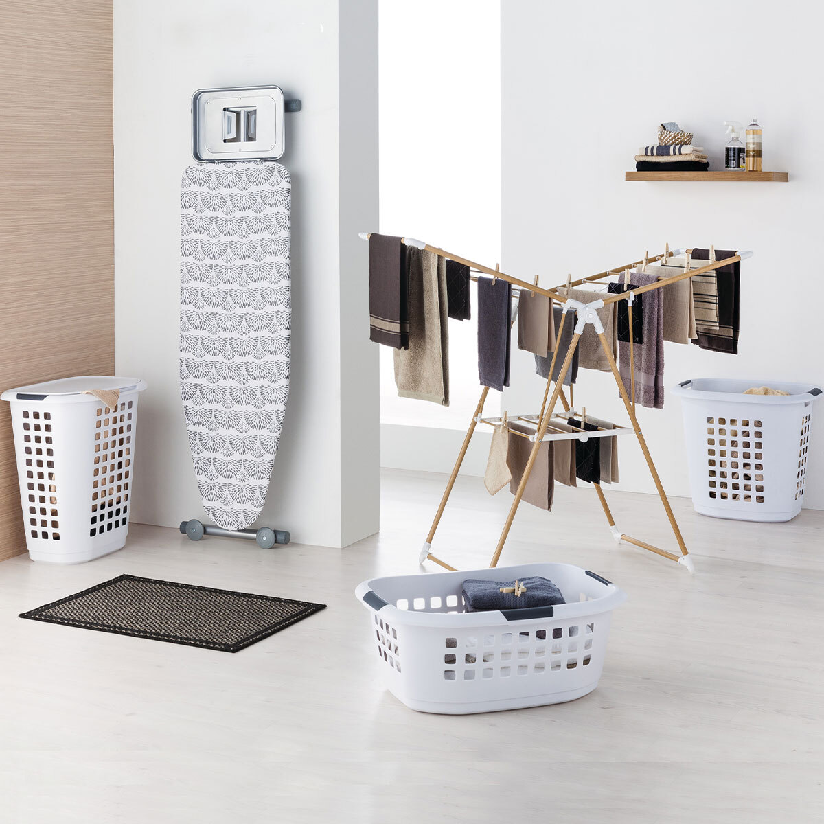 Panier à linge plastique 63L Blanc Hugger