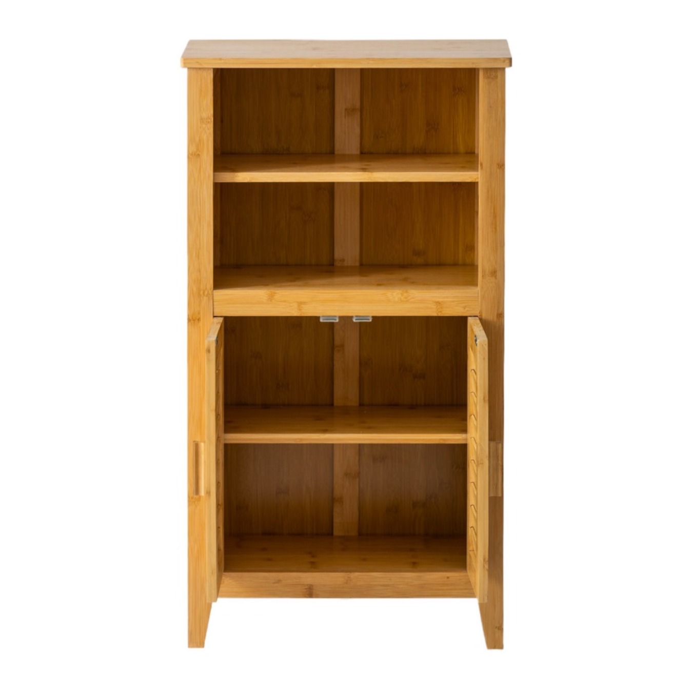 Mobile alto in bambù con 2 ante e 2 ripiani 50x25x92 cm