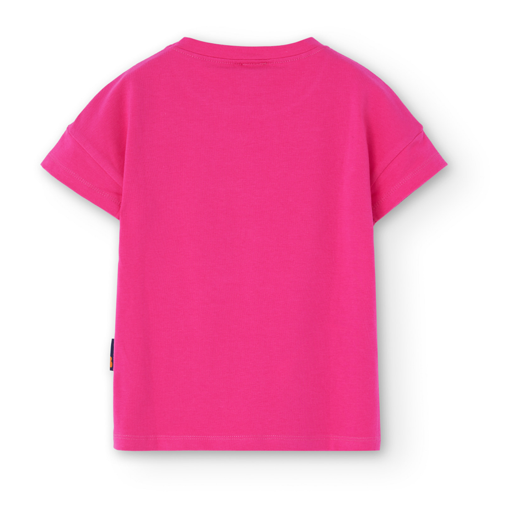 Camiseta elÃ¡stica niÃ±a estampada, mangas cortas, rosa