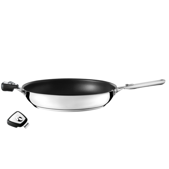 Eclipse - Set poêle 32 cm revêtement céramique avec poignée inox et anses amovibles