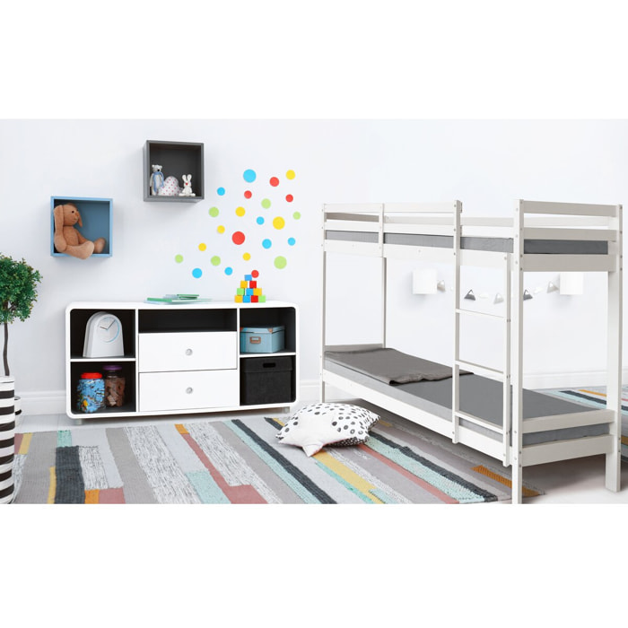 Lit Superposé bois enfant "Lionel" 90 x 190 cm - Blanc