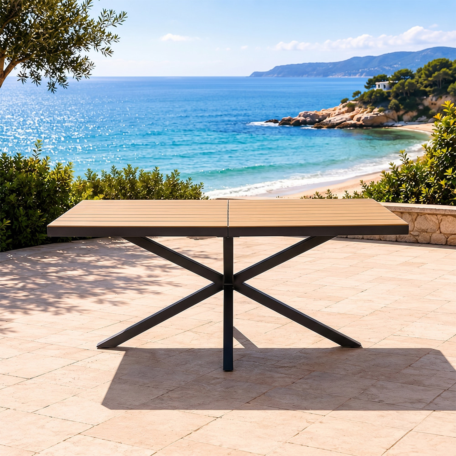 Table de jardin 8 places effet bois 190cm SODRE