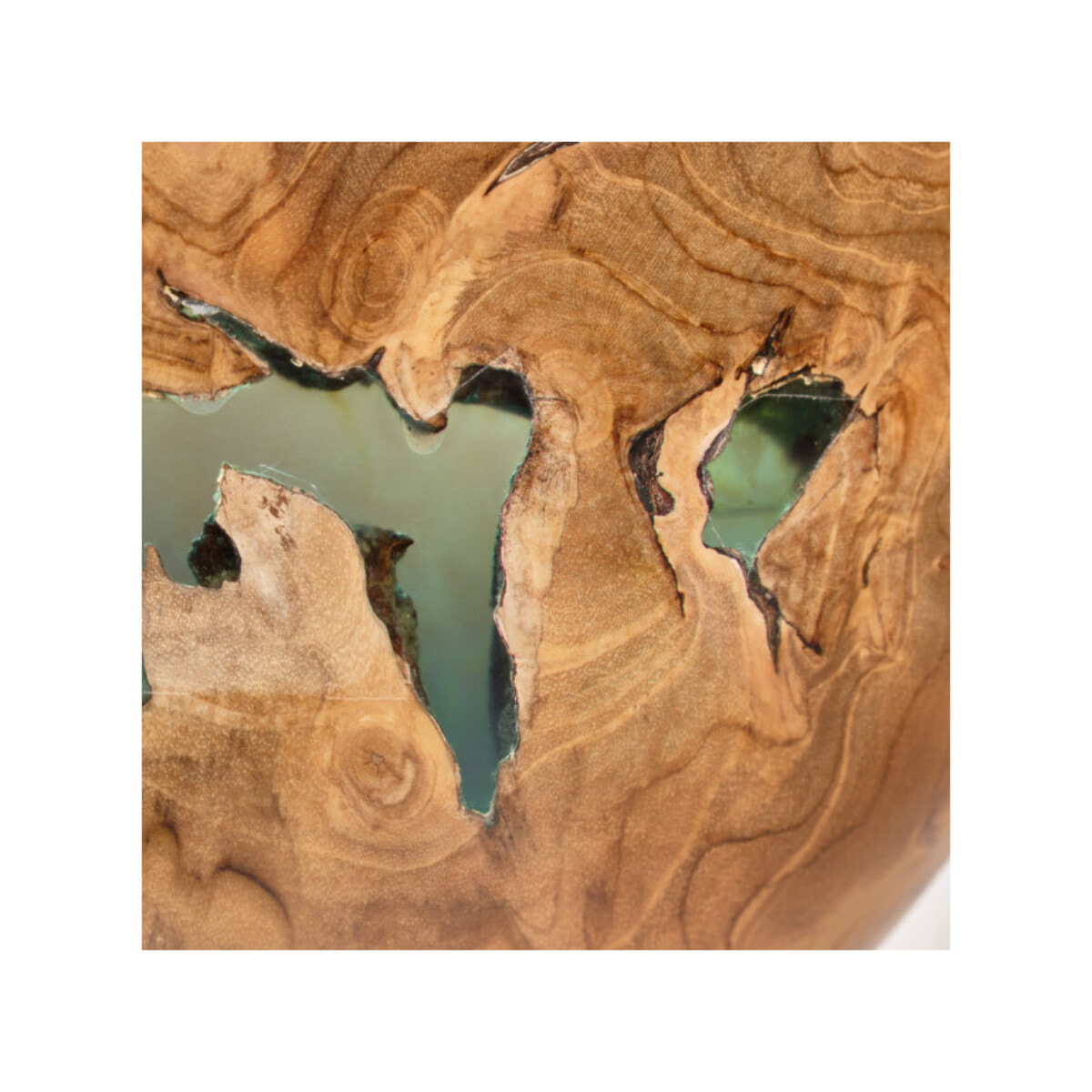 Saladier rond 28 cm en bois massif de teck et résine bleu - MERLIN