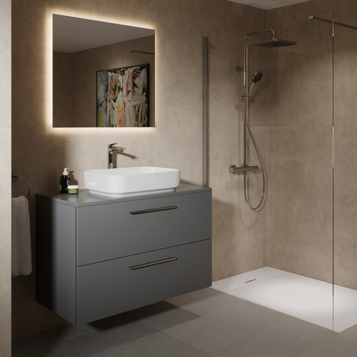 Receveur de douche antidérapant Ultra Flat S I.Life recoupable avec bonde largeur 140 x 90