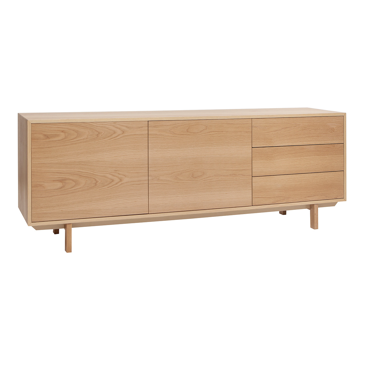 Buffet scandinave en bois clair 2 portes 3 tiroirs L195cm SID