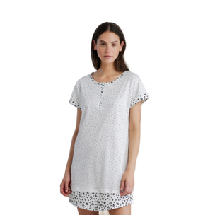 Camicia da notte donna in cotone con collo quattro bottoni articolo dot Noidinotte