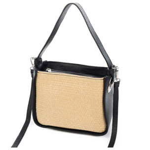 Bassano Bolso de hombro Mujer. Fabricado en paja y piel auténtica Dollaro.
