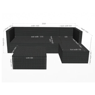 Salon de jardin en résine tressée 4 places gris/gris clair LUCINE