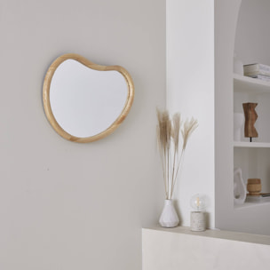 Miroir organique en bois de sapin 65cm épaisseur 3cm coloris naturel idéal entrée. chambre ou salle de bain