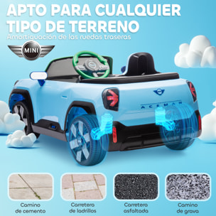 Coche Eléctrico para Niños de +3 Años, MINI Concept Aceman, Coche de Batería 12V, con Bluetooth, Mando a Distancia 2,4 G, Motor Doble, Suspensión Trasera, Faros, Música, USB, Azul