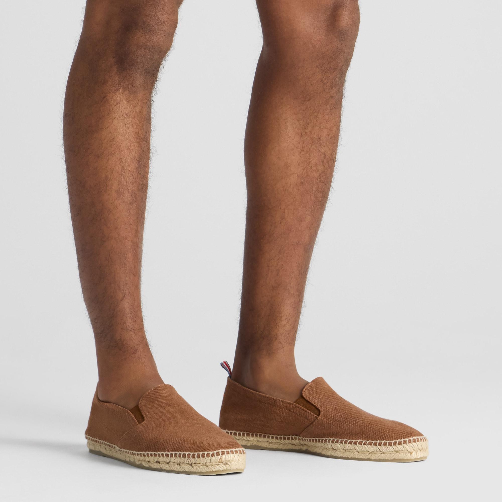 Alpargata plana en lona de algodón con elásticos laterales y bordado