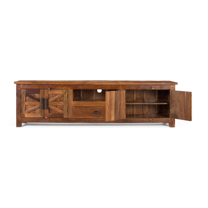 Mueble TV de Madera Reciclada 220 Cm Estilo Rústico Moderno