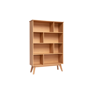 Bibliothèque scandinave en bois clair chêne 8 casiers L110 cm INGRID