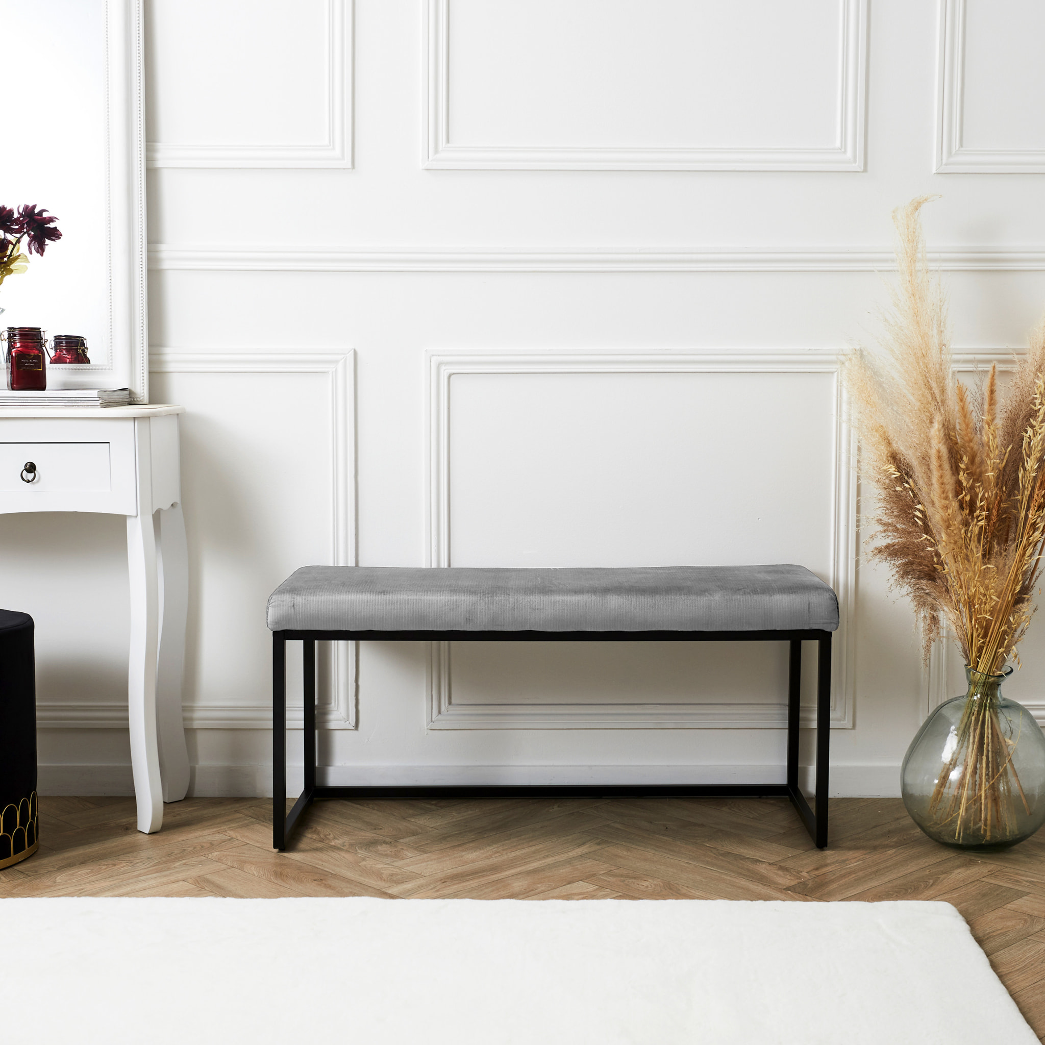 Banc Giulia Gris Velours Cotele