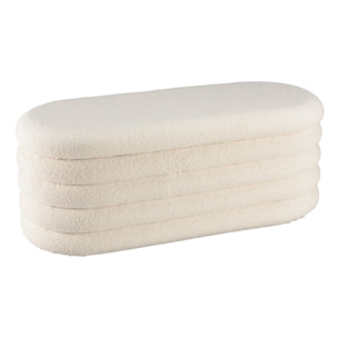 LEOPOLD - Banquette en tissu bouclette écru avec rangement