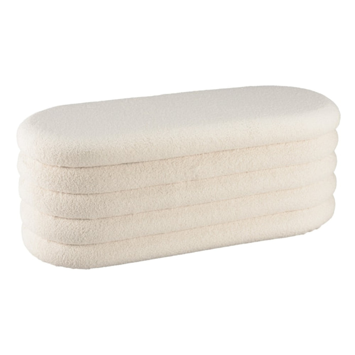 LEOPOLD - Banquette en tissu bouclette écru avec rangement
