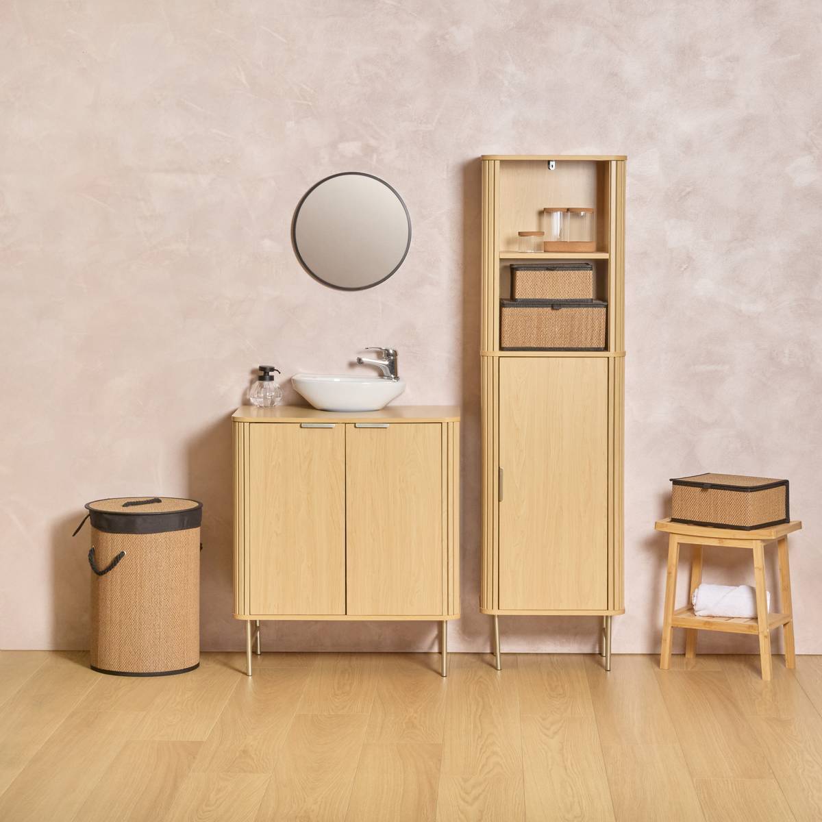 Panier à linge Stemy 48L beige