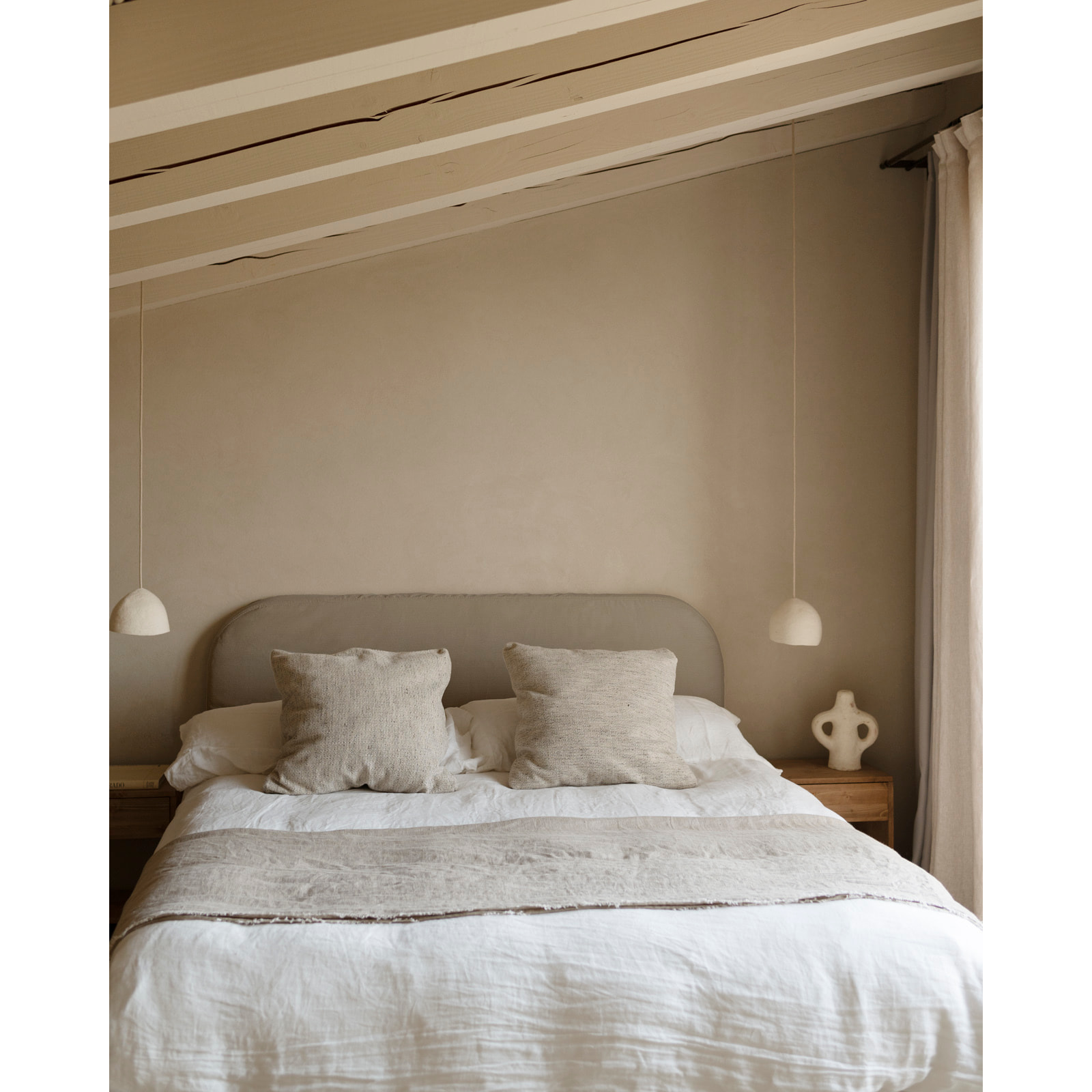 Tête de lit déhoussable en velours côtelé brun taupe en différentes tailles