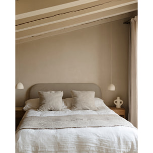 Tête de lit déhoussable en velours côtelé brun taupe en différentes tailles